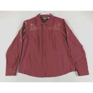 Vintage Bob Mackie‎ Jacket Womens Small Red Embroidered Western Zip Wearable Art